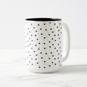 Cute Black Hearts Pattern Tweekleurige Koffiemok (Voorkant rechts)