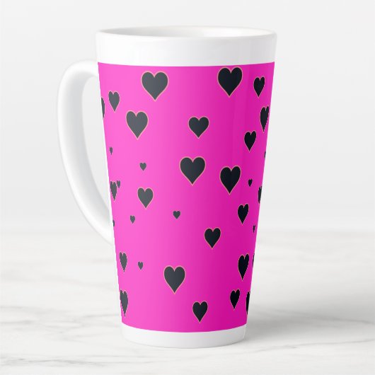 Cute Black Hearts roze Latte Mok (Linkerhoek)