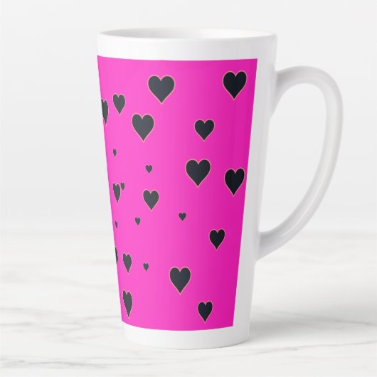 Cute Black Hearts roze Latte Mok (Rechts)