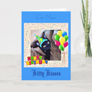 Cute Black Kat Birthday Wenskaart Kaart