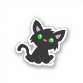 Cute Black Kat Custom-Cut Vinyl Sticker (Voorkant)