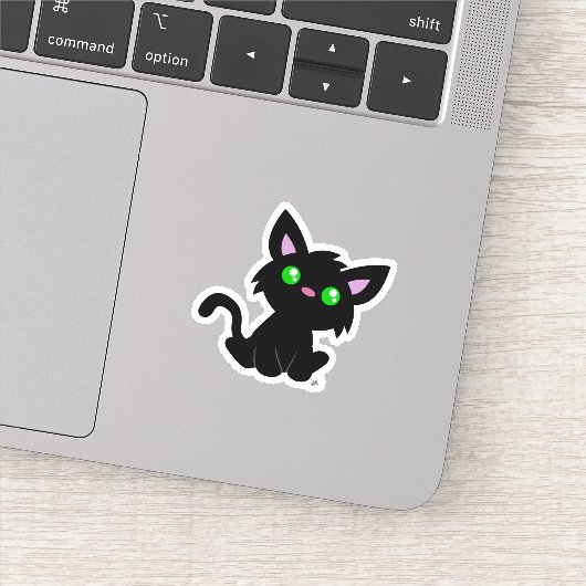 Cute Black Kat Custom-Cut Vinyl Sticker (Detail)