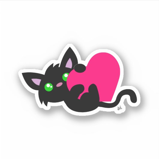 Cute Black Kat Custom-Cut Vinyl Sticker (Voorkant)