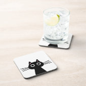 Cute Black Kat | Fun Animal Art | Funny Pet Cat Bier Onderzetter (Rechterzijde)