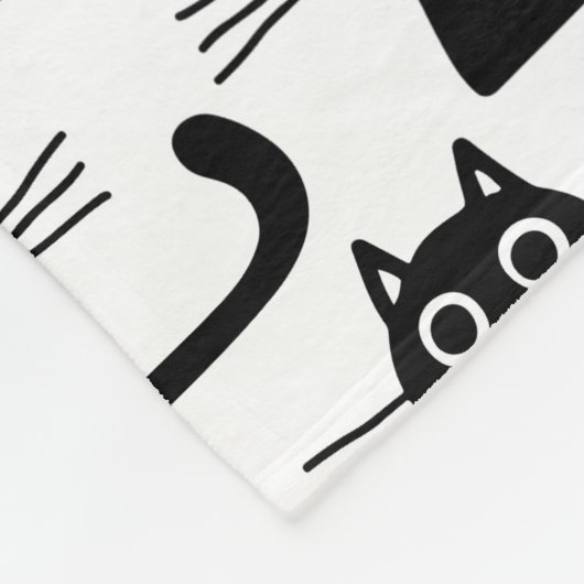 Cute Black Kat Pattern | Pet Cat Lover's Fleece Deken (Hoek)