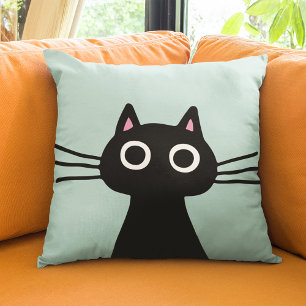 Cute Black Kat   Quirky Pet Cat Lover's Kussen