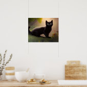 Cute Black Kitten AI Photo Style Poster (Keuken)