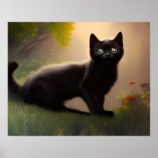 Cute Black Kitten AI Photo Style Poster (Voorkant)