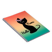 Cute black kitten cat gepersonaliseerd zomergradie notitieboek (Rechterzijde)