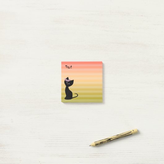 Cute black kitten cat gepersonaliseerd zomergradie post-it® notes (Op bureau)