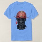 Cute Black Kitten Firefighter 1 T-shirt (Design voorkant)
