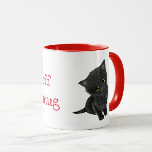 Cute black kitten gepersonaliseerde mug mok (Voorkant rechts)
