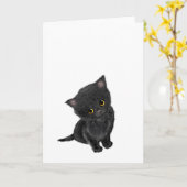 Cute black kitten-grietkaart kaart (Gele Bloem)