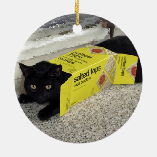 Cute Black Kitten Keramisch Ornament (Achterkant)