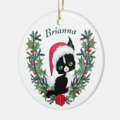 Cute Black Kitten kerstmis Keramisch Ornament (Links)