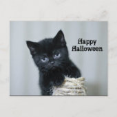 Cute Black Kitten Twine Foto Halloween Briefkaart (Voorkant)