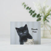 Cute Black Kitten Twine Foto Hartelijk dank Briefkaart (Staand voorkant)