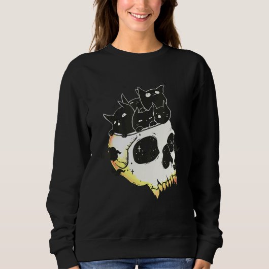 Cute Black Kittens In Skull Art Trui (Voorkant)