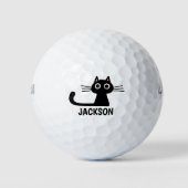 Cute Black Kitty Cat | Cool Kitten, gepersonalisee Golfballen (Voorkant)