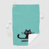 Cute Black Kitty Cat | Cool Kitten, gepersonalisee Golfhanddoek (Insitu)