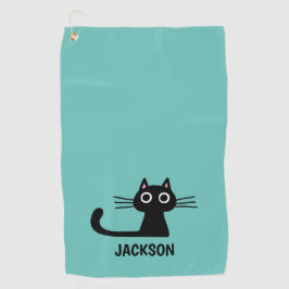 Cute Black Kitty Cat | Cool Kitten, gepersonalisee Golfhanddoek
