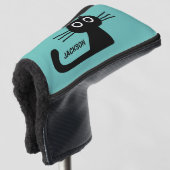 Cute Black Kitty Cat | Cool Kitten, gepersonalisee Golfheadcover (3/4 voorkant)