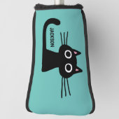 Cute Black Kitty Cat | Cool Kitten, gepersonalisee Golfheadcover (Draai 90)