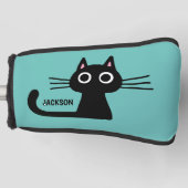 Cute Black Kitty Cat | Cool Kitten, gepersonalisee Golfheadcover (Voorkant)
