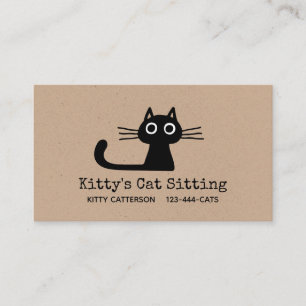 Cute Black Kitty Cat Fun Feline Quirky Animal Visitekaartje