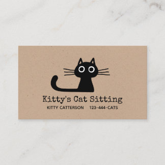Cute Black Kitty Cat | Fun Feline | Quirky Animal Visitekaartje