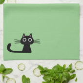 Cute Black Kitty Cat | Kunstillustratie vun dier Theedoek (Gevouwen)