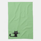 Cute Black Kitty Cat | Kunstillustratie vun dier Theedoek (Verticaal)