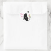 Cute black kitty cat met bloemen Dank je Ronde Sticker (Tas)