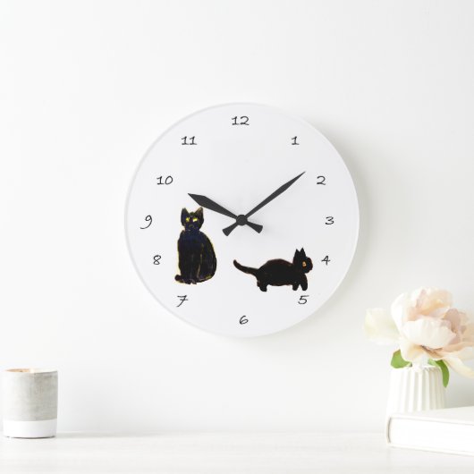 Cute Black Kitty Cats Grote Klok (Huis)