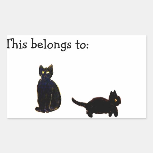Cute Black Kitty Cats Rechthoekige Sticker (Voorkant)
