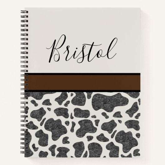 Cute Black Koe Spots Animal Print Persoonlijk Notitieboek (Voorkant)