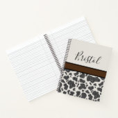 Cute Black Koe Spots Animal Print Persoonlijk Notitieboek (Binnen)