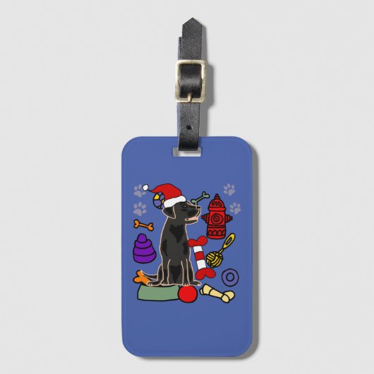 Cute Black Lab Dog and Toys Christmas Bagagelabel (Voorkant (verticaal))