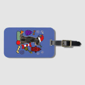 Cute Black Lab Dog and Toys Christmas Bagagelabel (Voorkant (horizontaal))