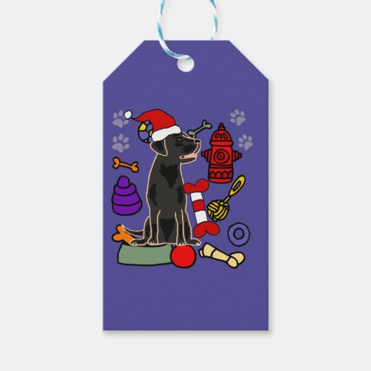 Cute Black Lab Dog and Toys Christmas Cadeaulabel (Voorkant)