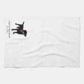 Cute Black Lab Dog houdt Red Rose Kitchen Towel va Theedoek (Horizontaal)