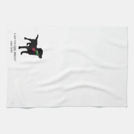 Cute Black Lab Dog houdt Red Rose Kitchen Towel va Theedoek