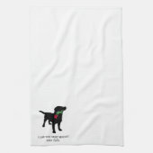Cute Black Lab Dog houdt Red Rose Kitchen Towel va Theedoek (Verticaal)