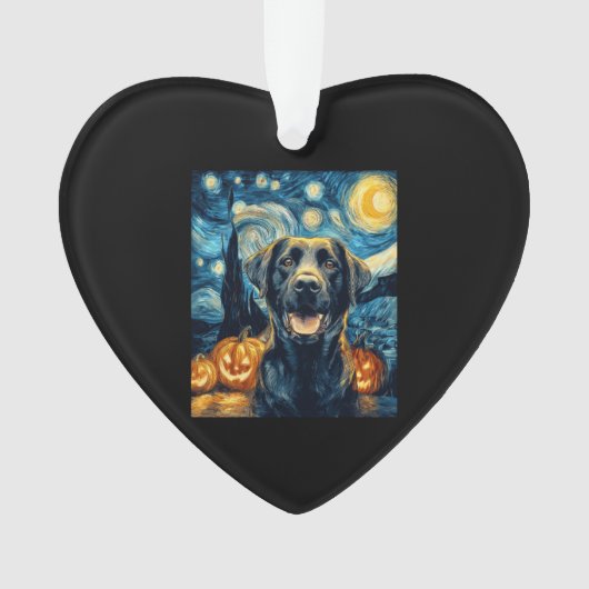 Cute Black Labrador Dog Halloween Jack O Lantern P Ornament (voorkant)
