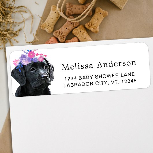 Cute Black Labrador Puppy Dog Return Label