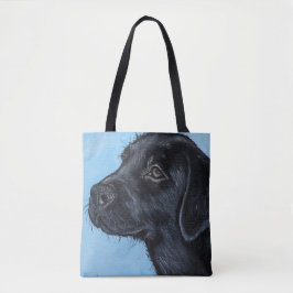 Cute Black Labrador Puppy Painting Tote Bag