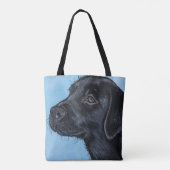 Cute Black Labrador Puppy Painting Tote Bag (Achterkant)