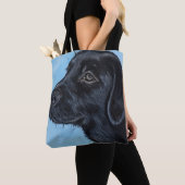 Cute Black Labrador Puppy Painting Tote Bag (Dichtbij)