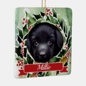 Cute Black Labrador Puppy Waterverf Kerstmis Keramisch Ornament (Rechts)