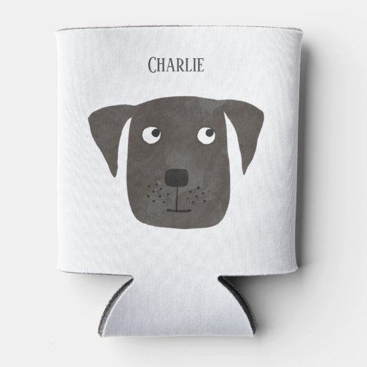 Cute Black Labrador Retriever Dog Aangepaste naam Blikjeskoeler (Voorkant)